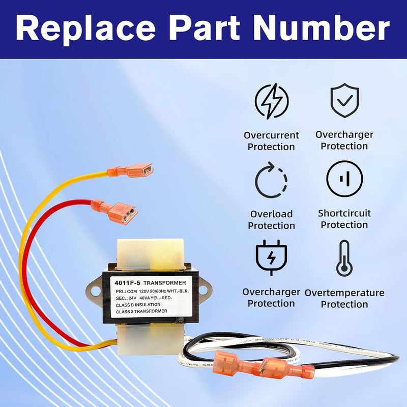 Ousaly 46-24124-06 HVAC Transformer for Furnace 46-24124-06 BE161640GDD 29M7101,40VA 120/24V Channel 2 Hole Mount Model Specific Furnace Transformer Leads with 1/4 in Insulated Female Quick Connects - Image 5